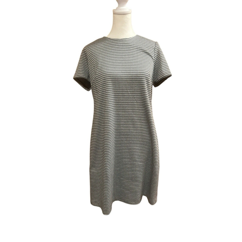 NEW Womens‎ 10 Calvin Klein Gingham Dress Stretch Black White Short Sleeves